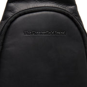Solid Antique Brass Hardware &amp; Heavy-Duty Dual Zipper Detail on Leather Sling Bag Bowey Naisille