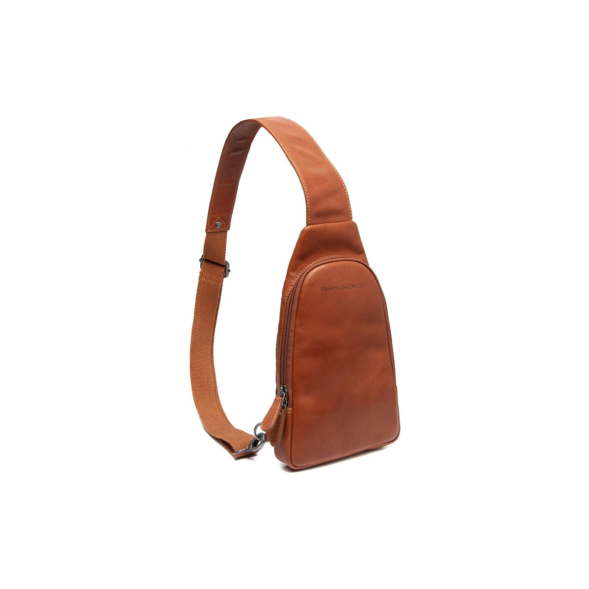 Cognac Leather Sling Bag Bowey Naisille, front view