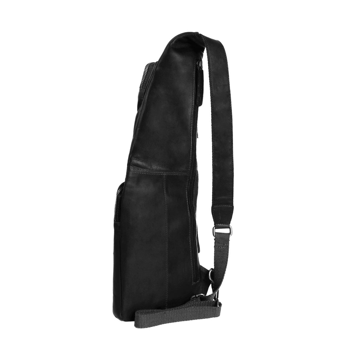Leather Sling Bag Logan Naisille - Structured Side Profile Showing Gusset Depth &amp; Expansion Capacity