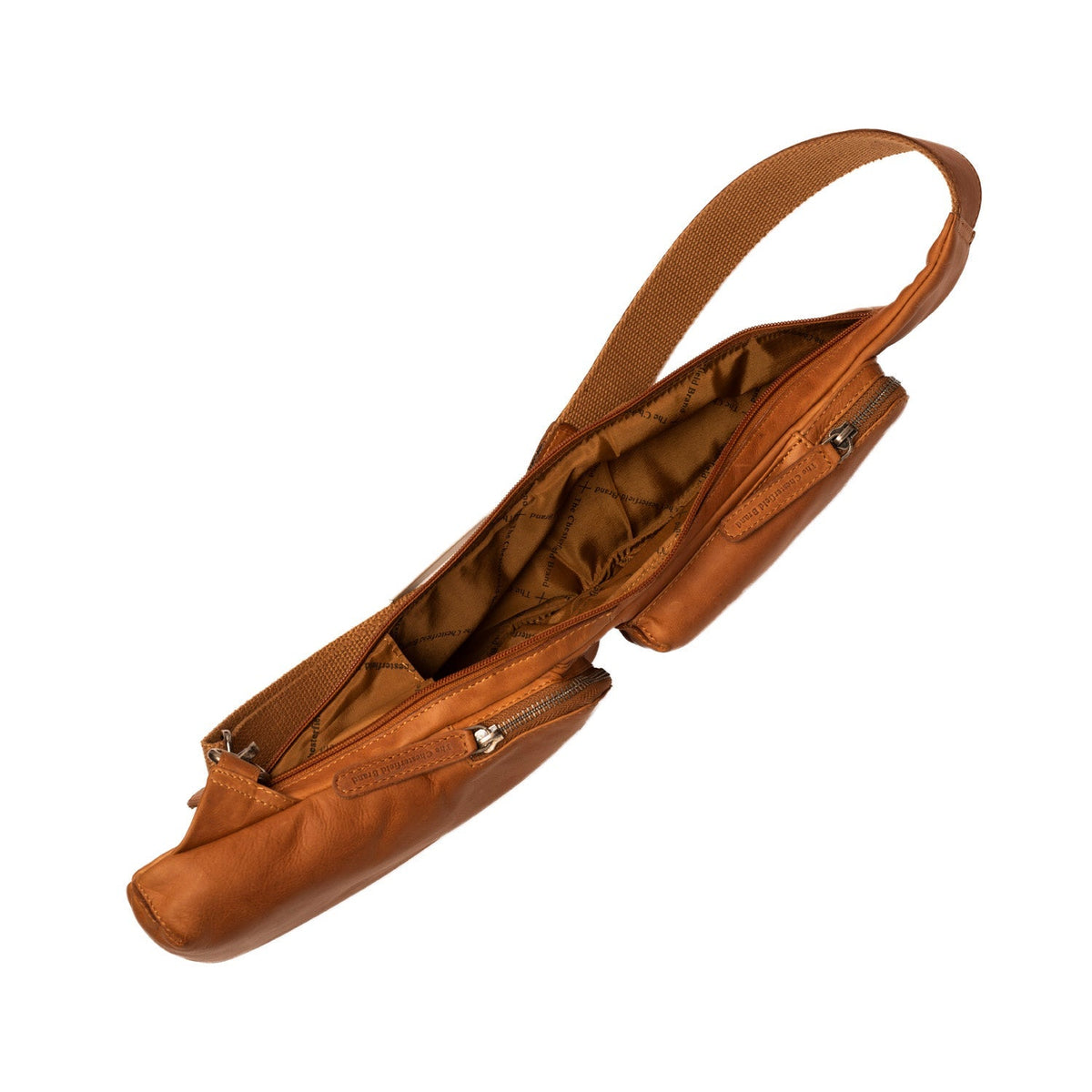Cognac Leather Sling Bag Logan Naisille, detail view 5