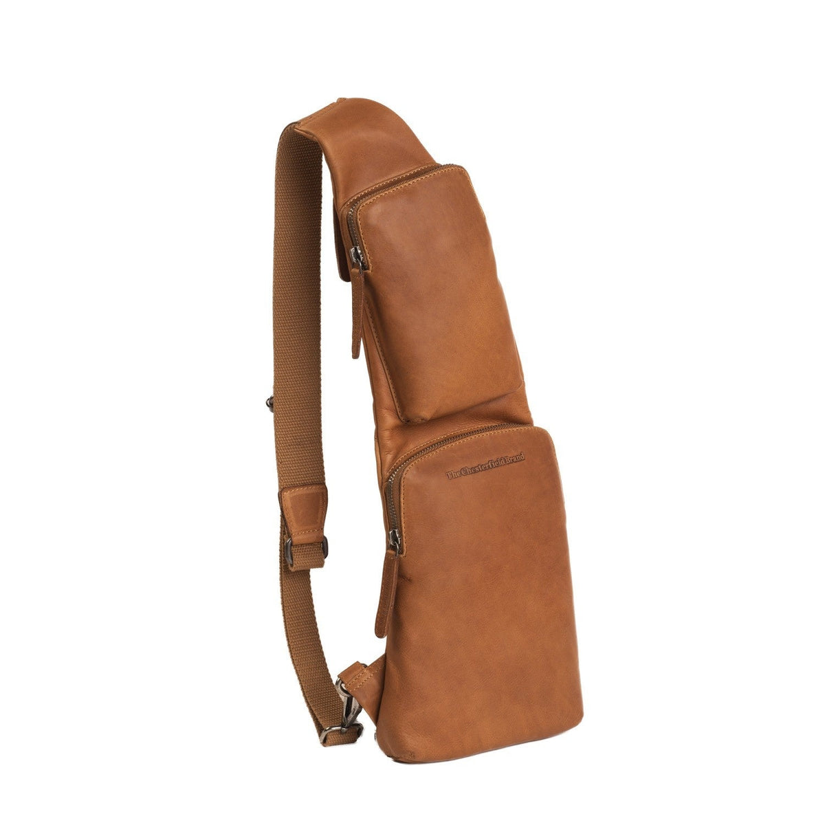 Cognac Leather Sling Bag Logan Naisille, front view