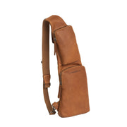 Cognac Leather Sling Bag Logan Naisille, front view