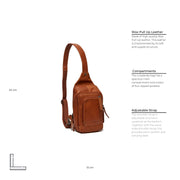 Cognac Leather Sling Bag Riga Naisille, detail view 6