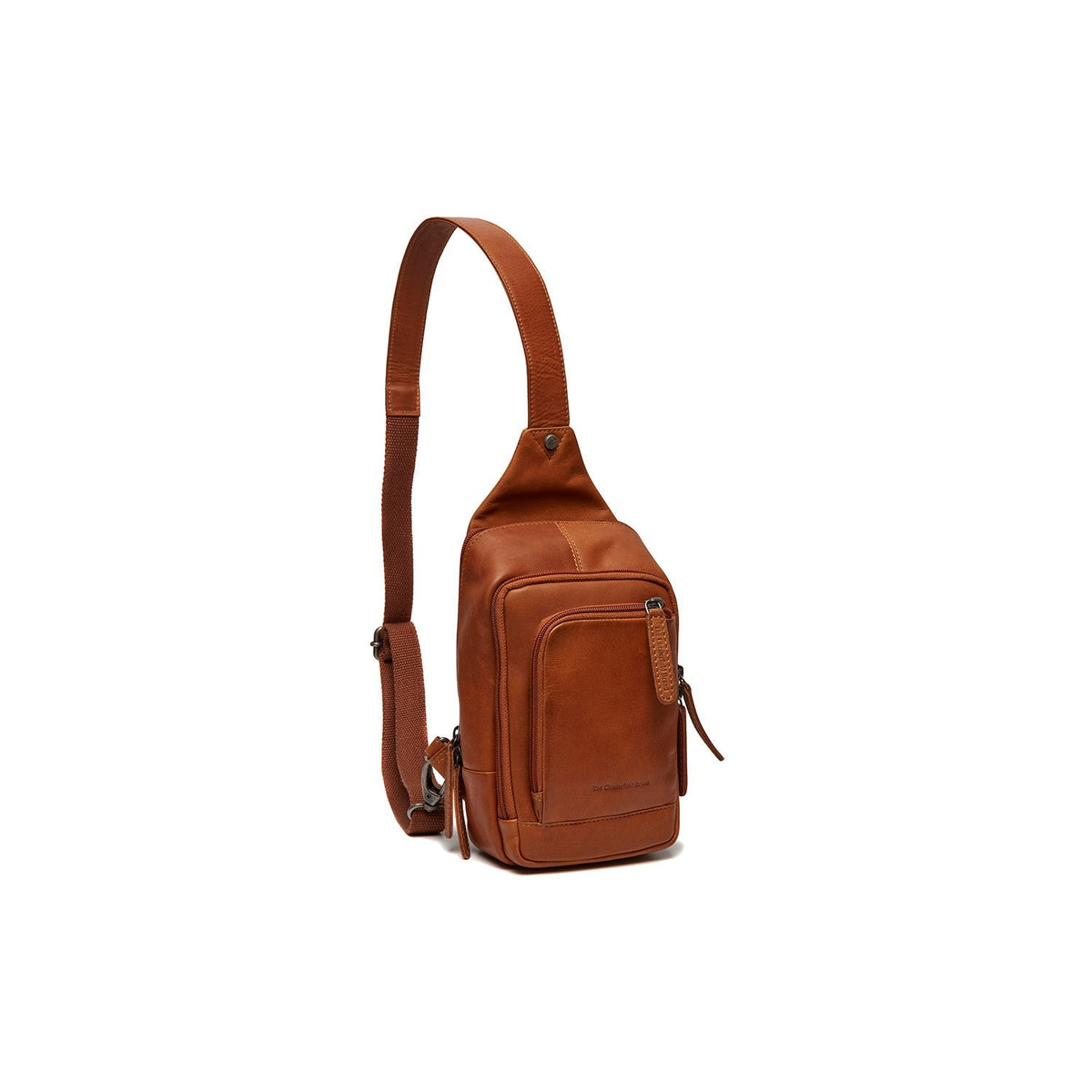 Cognac Leather Sling Bag Riga Naisille, front view