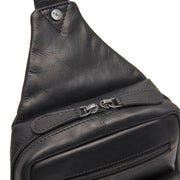 Solid Antique Brass Hardware &amp; Heavy-Duty Dual Zipper Detail on Leather Sling Bag Turelle Naisille