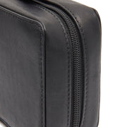 Close-Up Detail of Classic Collar &amp; Heavy-Duty Zipper Hardware on Leather Tech-Organizer Ardan Naisille