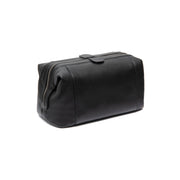 Tailored Rib Cuffs &amp; Hem Craftsmanship Construction Detail on Biassa Full-Grain Leather Toiletry Bag Naisille