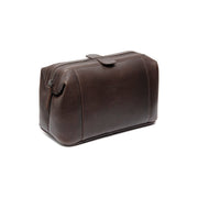 Styled Fit Perspective of Biassa Full-Grain Leather Toiletry Bag Naisille on Model - Natural Daylight Drape