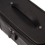 Close-Up Detail of Classic Collar &amp; Heavy-Duty Zipper Hardware on Limone Full-Grain Leather Toiletry Bag Naisille