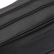 Tailored Rib Cuffs &amp; Hem Craftsmanship Construction Detail on Stacey Full-Grain Leather Toiletry Bag Naisille