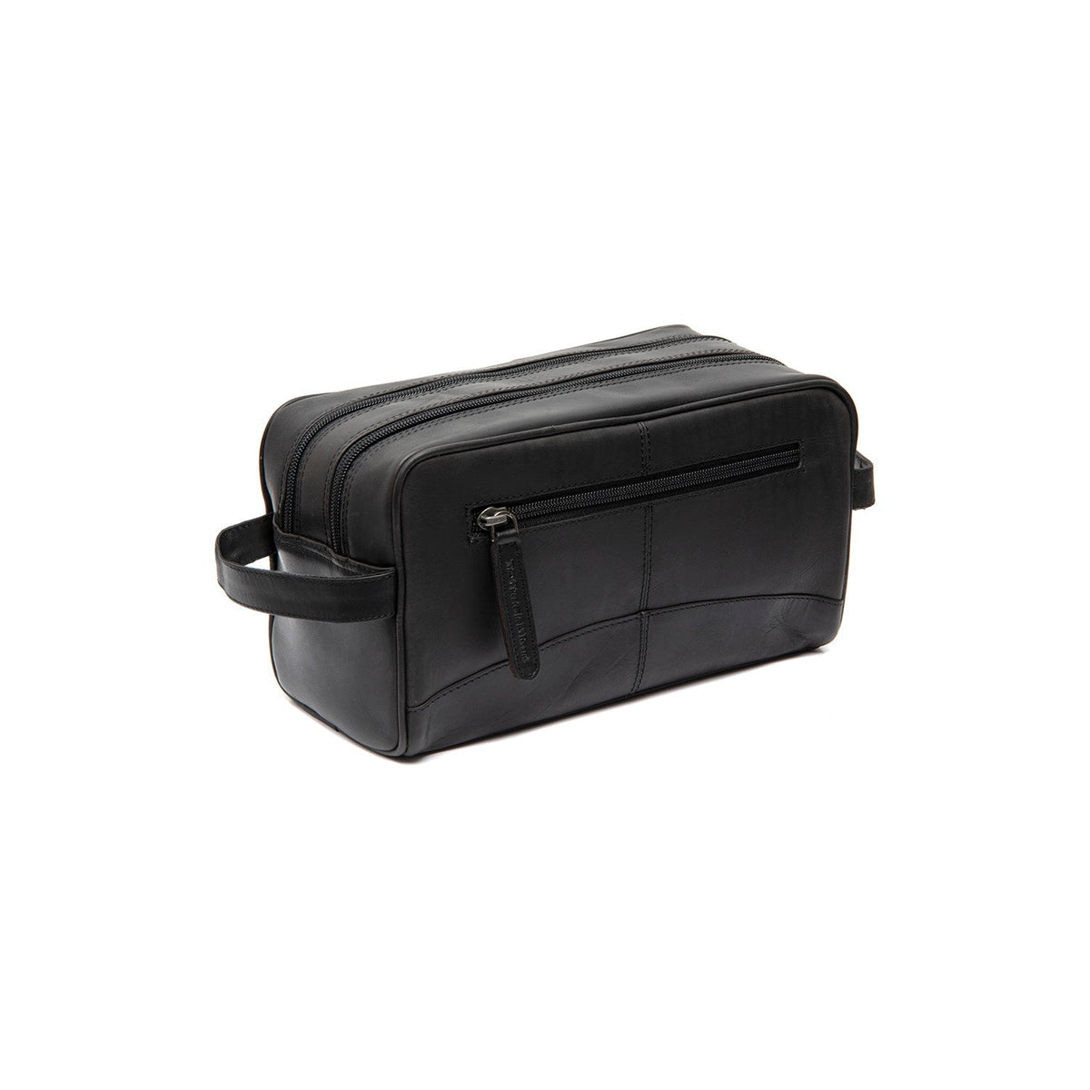 Styled Fit Perspective of Stacey Full-Grain Leather Toiletry Bag Naisille on Model - Natural Daylight Drape