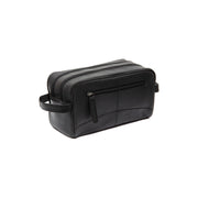 Styled Fit Perspective of Stacey Full-Grain Leather Toiletry Bag Naisille on Model - Natural Daylight Drape