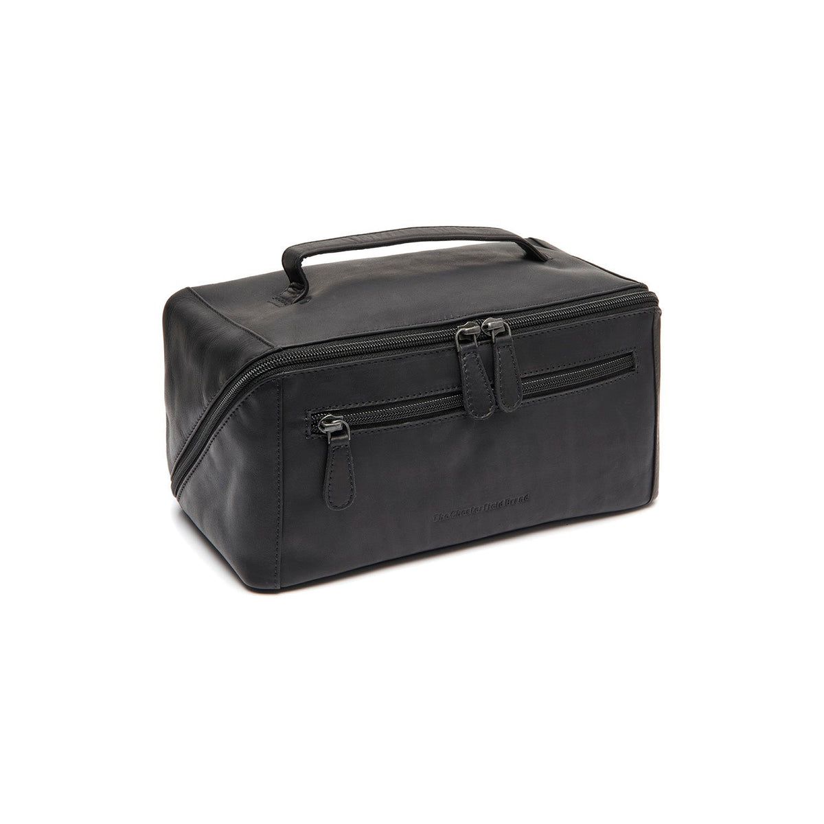 Trevia Full-Grain Leather Toiletry Bag Naisille in Classic 100% Full-Grain Leather - Front Profile View &amp; Tailored Silhouette | Buy Online