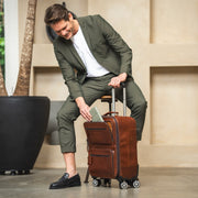 Leather Trolley San Marino Naisille - Lateral Side Profile View Showing Sleeve Cut &amp; Athletic Taper Fit