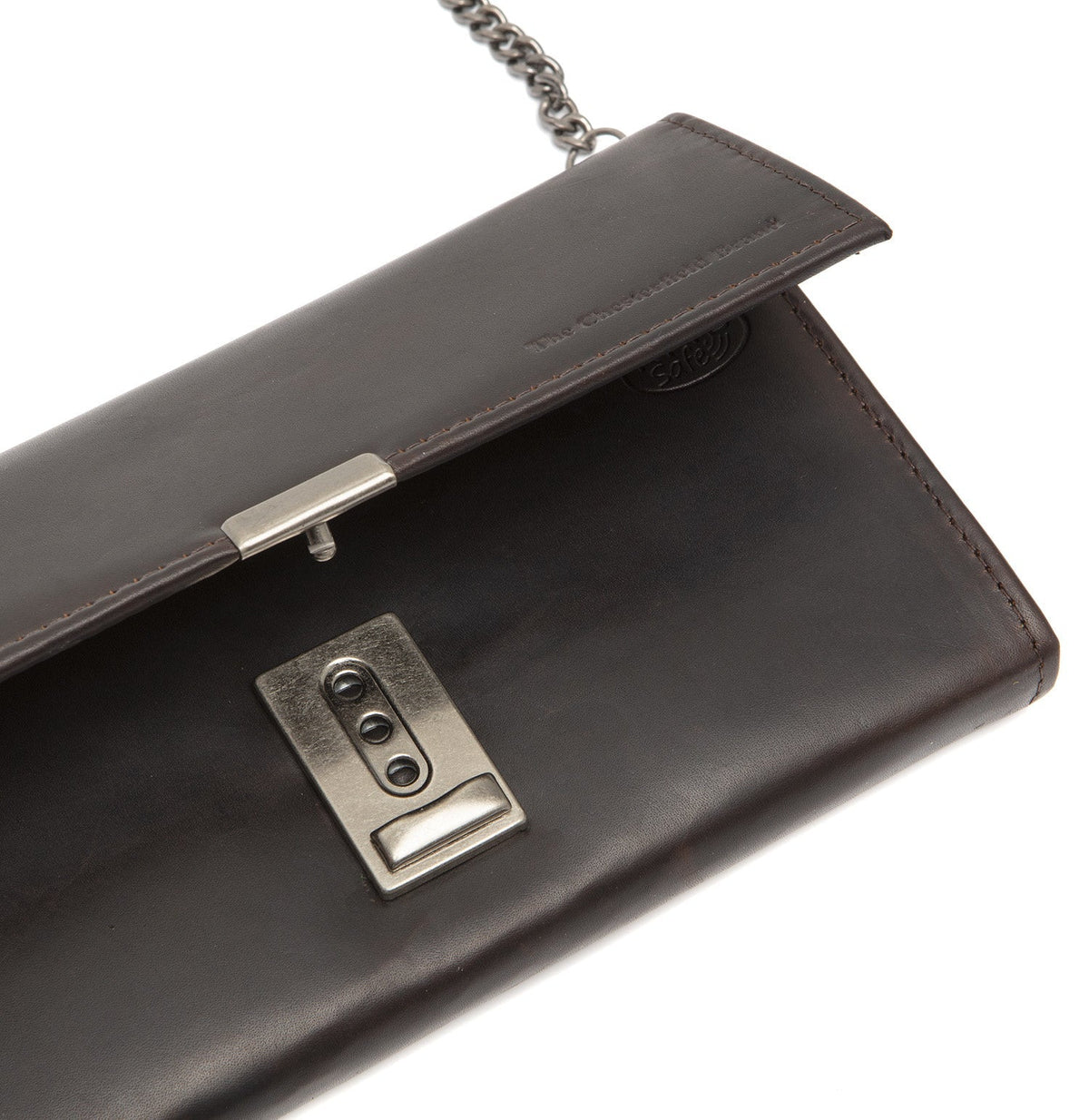 Solid Antique Brass Hardware &amp; Heavy-Duty Dual Zipper Detail on Bora Full-Grain Leather Waiter Wallet Naisille