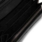 Solid Antique Brass Hardware &amp; Heavy-Duty Dual Zipper Detail on Arvento Full-Grain Leather Wallet Naisille