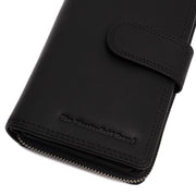 Solid Antique Brass Hardware &amp; Heavy-Duty Dual Zipper Detail on Charlotte Full-Grain Leather Wallet Naisille