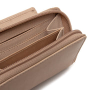 Solid Antique Brass Hardware &amp; Heavy-Duty Dual Zipper Detail on Floren Full-Grain Leather Wallet Naisille