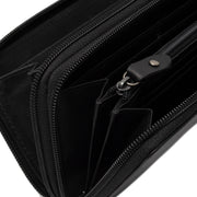Solid Antique Brass Hardware &amp; Heavy-Duty Dual Zipper Detail on Hadley Full-Grain Leather Wallet Naisille