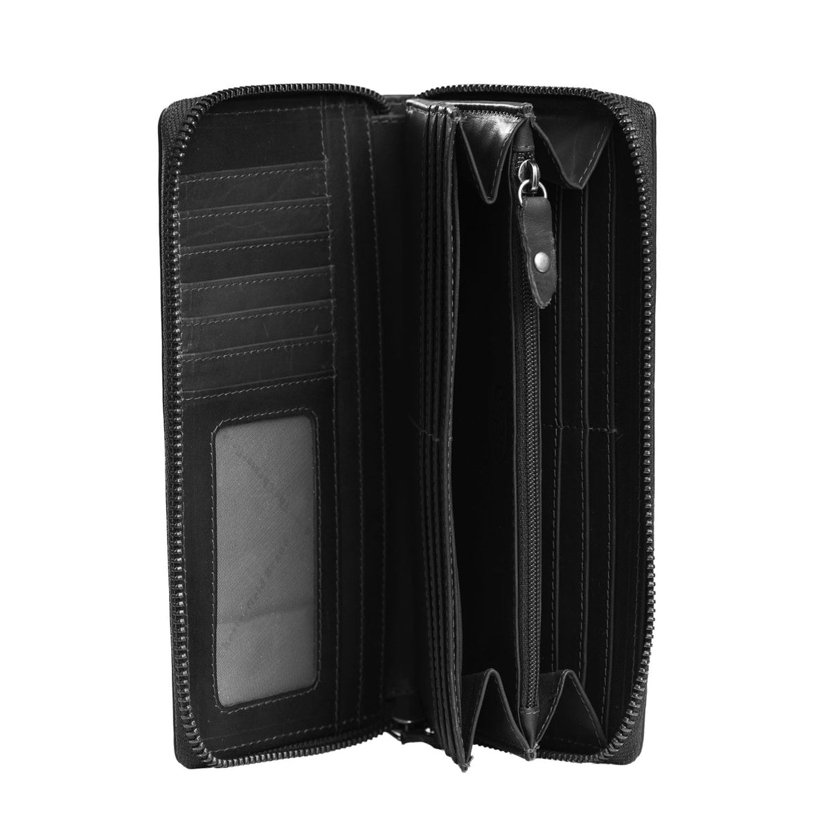 Halle Full-Grain Leather Wallet Naisille - Structured Side Profile Showing Gusset Depth &amp; Expansion Capacity