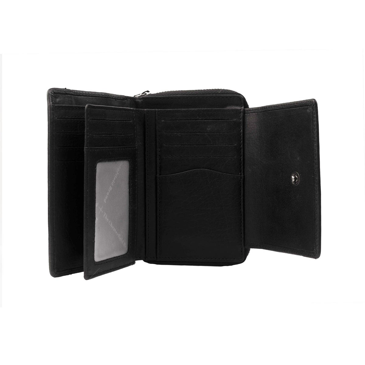 Solid Antique Brass Hardware &amp; Heavy-Duty Dual Zipper Detail on Hanoi Full-Grain Leather Wallet Naisille