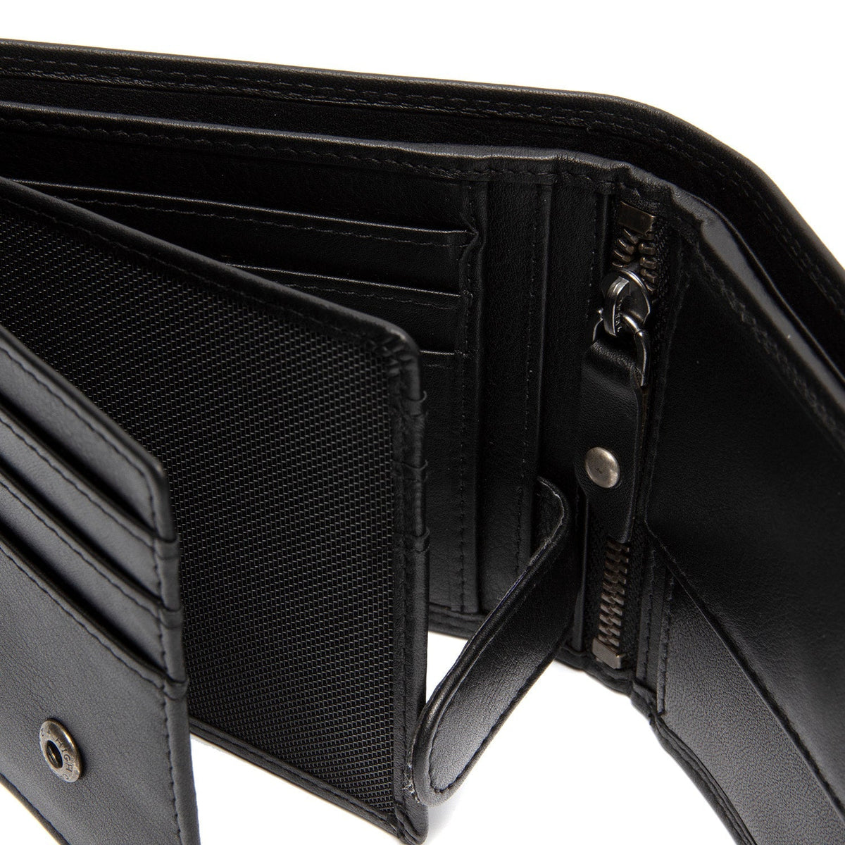 Hendrick Full-Grain Leather Wallet Miehille - Structured Side Profile Showing Gusset Depth &amp; Expansion Capacity