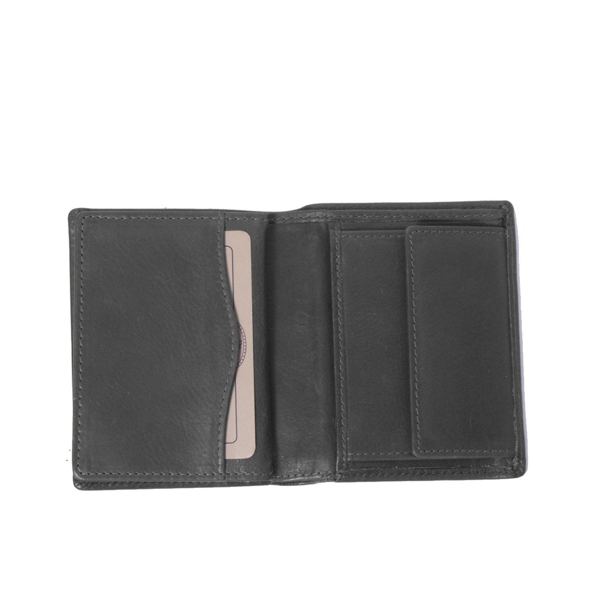Hereford Full-Grain Leather Wallet Miehille - Structured Side Profile Showing Gusset Depth &amp; Expansion Capacity