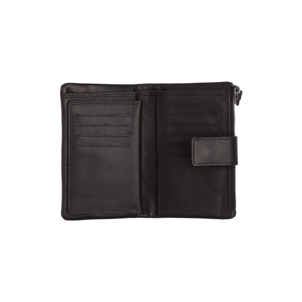 Landau Full-Grain Leather Wallet Naisille - Structured Side Profile Showing Gusset Depth &amp; Expansion Capacity