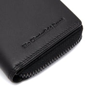 Solid Antique Brass Hardware &amp; Heavy-Duty Dual Zipper Detail on Lenwick Full-Grain Leather Wallet Naisille