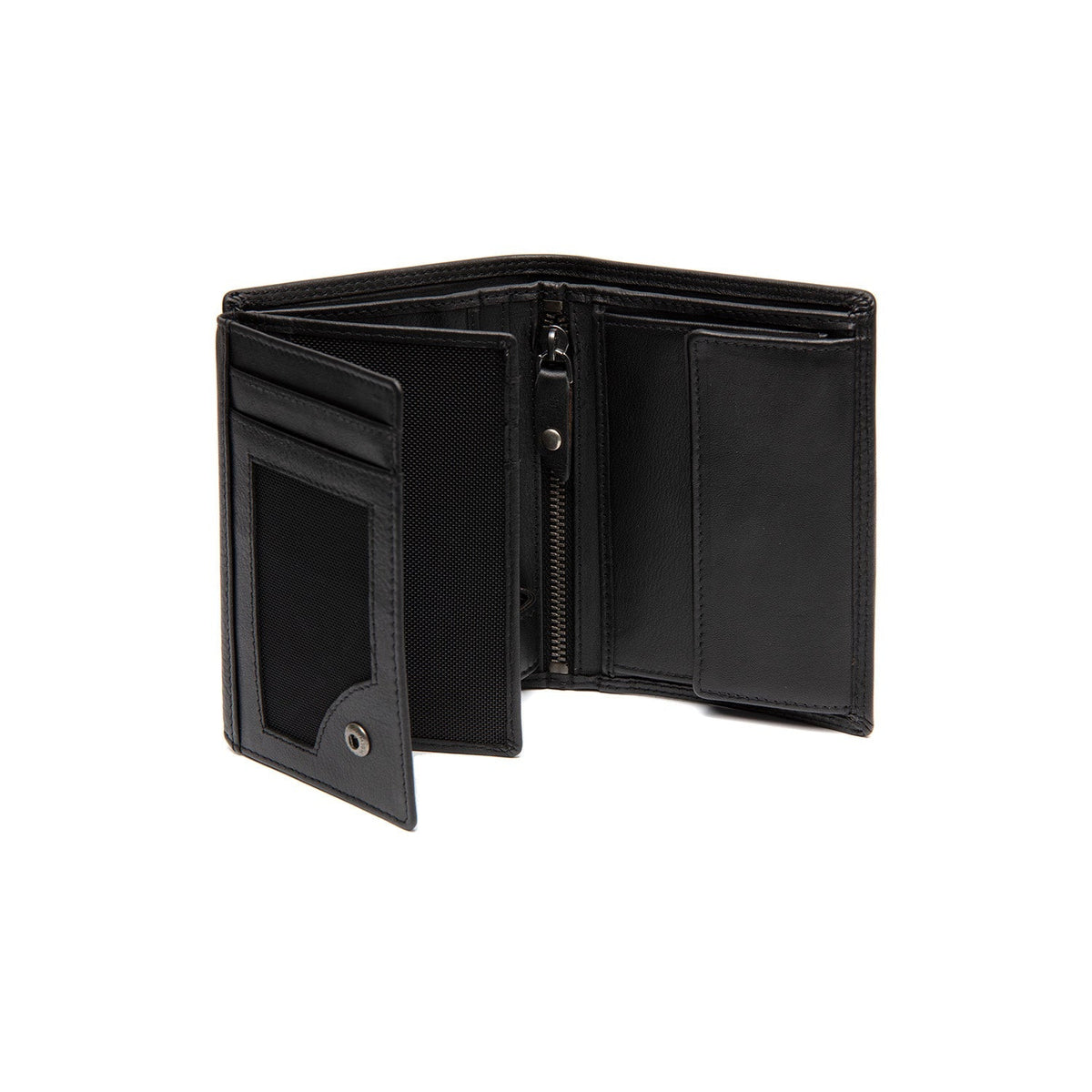 Solid Antique Brass Hardware &amp; Heavy-Duty Dual Zipper Detail on Leroy Full-Grain Leather Wallet Miehille