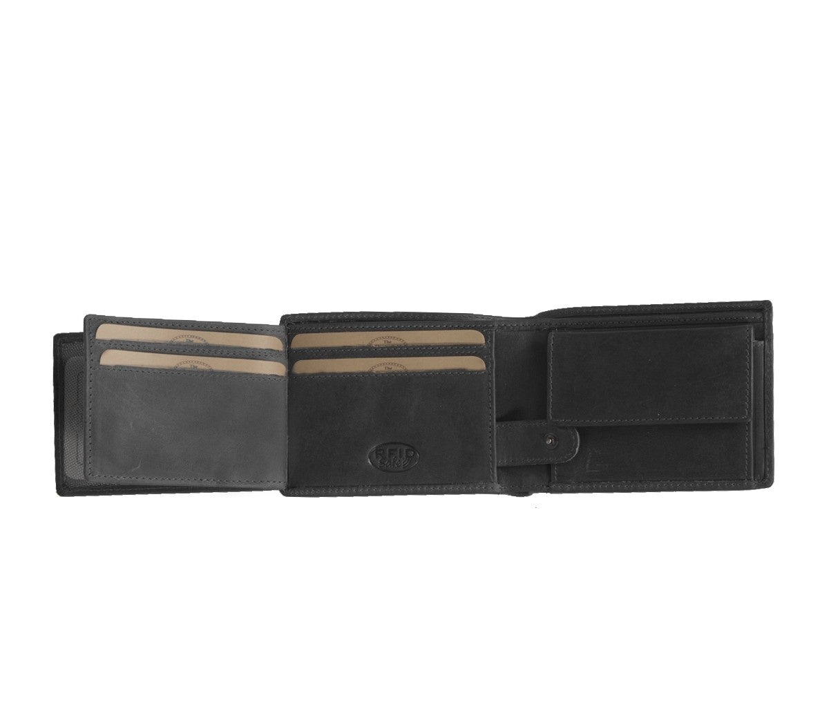 Solid Antique Brass Hardware &amp; Heavy-Duty Dual Zipper Detail on Marvin Full-Grain Leather Wallet Miehille