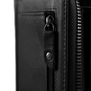 Solid Antique Brass Hardware &amp; Heavy-Duty Dual Zipper Detail on Nova Full-Grain Leather Wallet Naisille