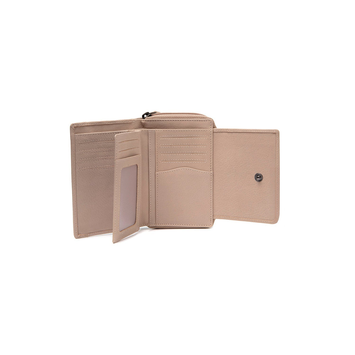 Solid Antique Brass Hardware &amp; Heavy-Duty Dual Zipper Detail on Orveta Full-Grain Leather Wallet Naisille