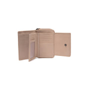 Solid Antique Brass Hardware &amp; Heavy-Duty Dual Zipper Detail on Orveta Full-Grain Leather Wallet Naisille