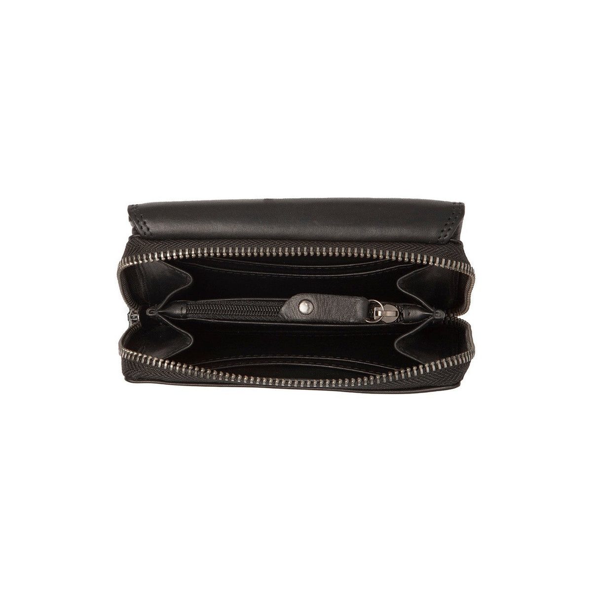 Solid Antique Brass Hardware &amp; Heavy-Duty Dual Zipper Detail on Salviano Full-Grain Leather Wallet Naisille