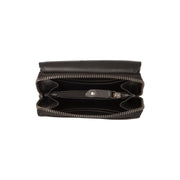Solid Antique Brass Hardware &amp; Heavy-Duty Dual Zipper Detail on Salviano Full-Grain Leather Wallet Naisille