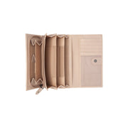 Valetta Full-Grain Leather Wallet Naisille - Structured Side Profile Showing Gusset Depth &amp; Expansion Capacity