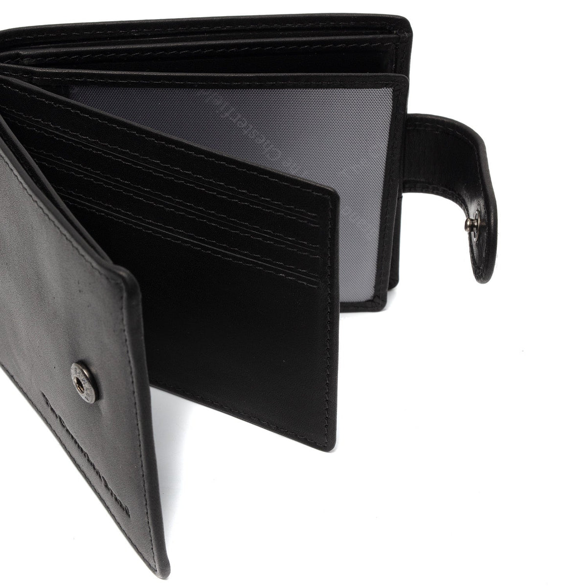 Yamba Full-Grain Leather Wallet Miehille - Structured Side Profile Showing Gusset Depth &amp; Expansion Capacity