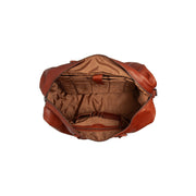 Solid Antique Brass Hardware &amp; Heavy-Duty Dual Zipper Detail on Cavoli Full-Grain Leather Weekender Bag Naisille