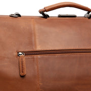 Solid Antique Brass Hardware &amp; Heavy-Duty Dual Zipper Detail on Corfu Full-Grain Leather Weekender Bag Naisille