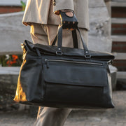 
Classic 100% Full-Grain Leather Duffle Bag - Takanäkymä vahvistetuilla nahkahihnoilla