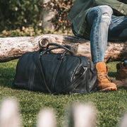 Melbourne Full-Grain Leather Weekender Bag Naisille - Structured Side Profile Showing Gusset Depth &amp; Expansion Capacity