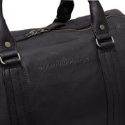 Solid Antique Brass Hardware &amp; Heavy-Duty Dual Zipper Detail on Perth Full-Grain Leather Weekender Bag Naisille