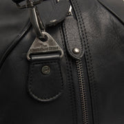 Solid Antique Brass Hardware &amp; Heavy-Duty Dual Zipper Detail on Rivaro Full-Grain Leather Weekender Bag Naisille