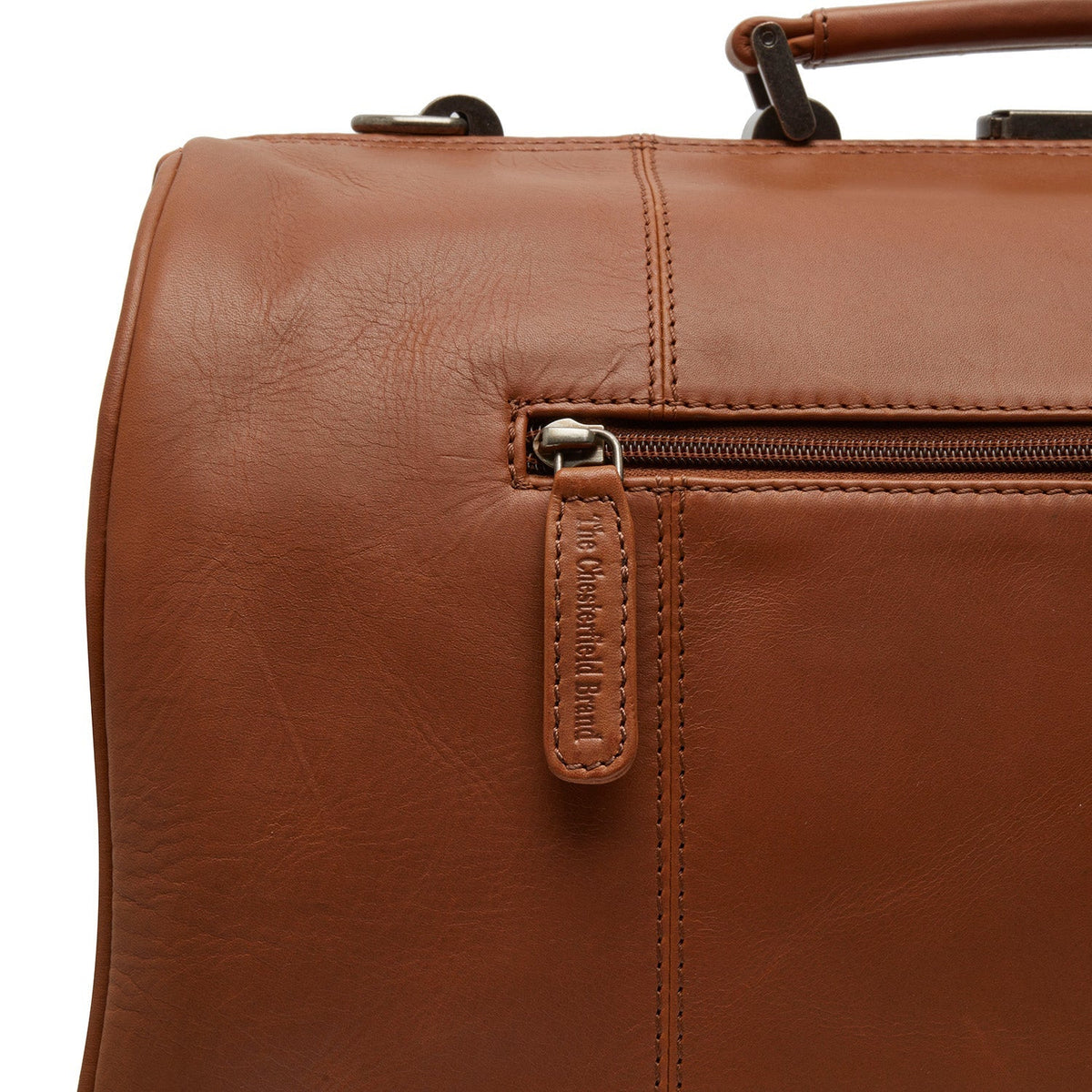 Texel Full-Grain Leather Weekender Bag Naisille - Structured Side Profile Showing Gusset Depth &amp; Expansion Capacity