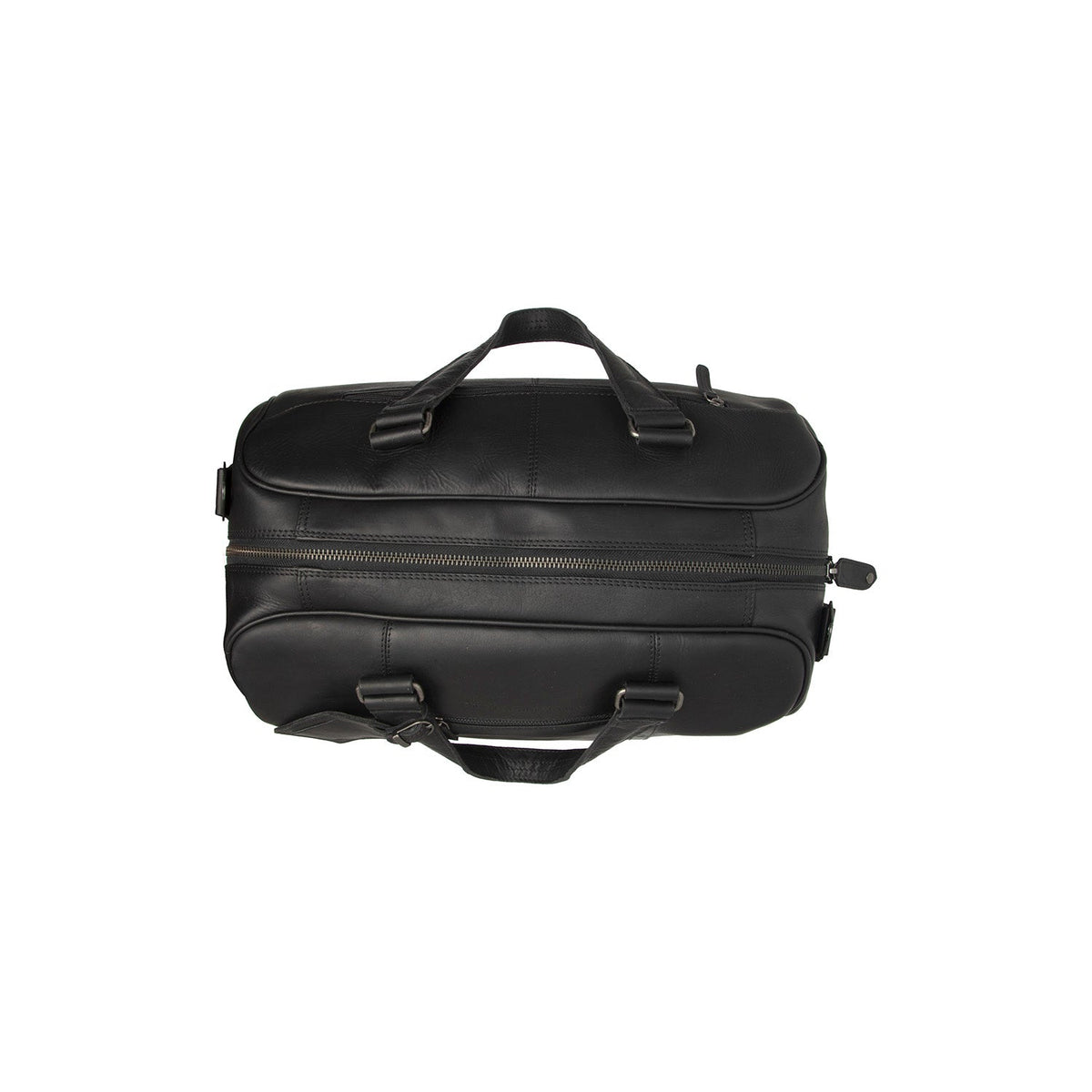 Solid Antique Brass Hardware &amp; Heavy-Duty Dual Zipper Detail on Volenza Full-Grain Leather Weekender Bag Naisille