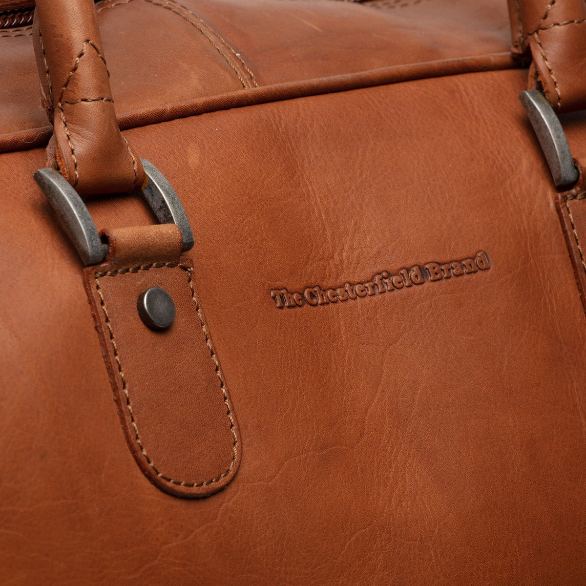 Cognac Leather Weekender Trolley Jayven Naisille, detail view 3