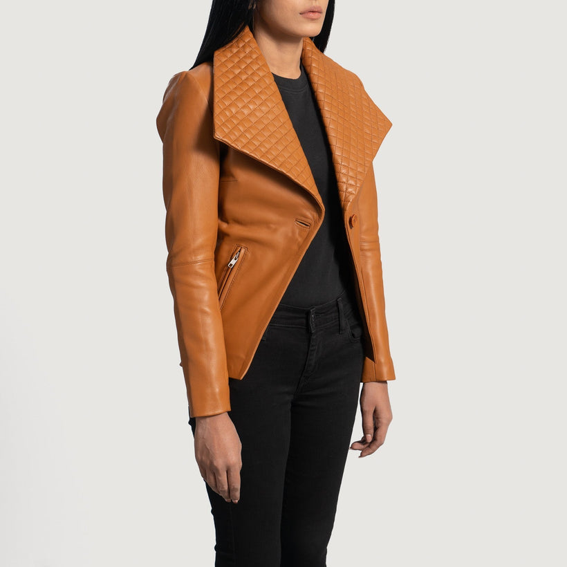Lee Vaaleanruskea Ruskea Nahkainen Bleiseri Naisille