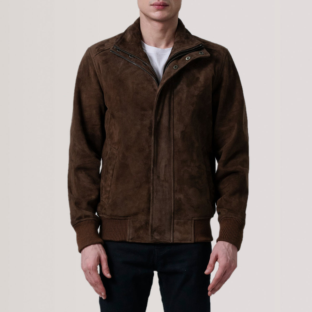 Lester Ruskea Suede Nahkainen Pommitakki Miehille – alternate product view 3