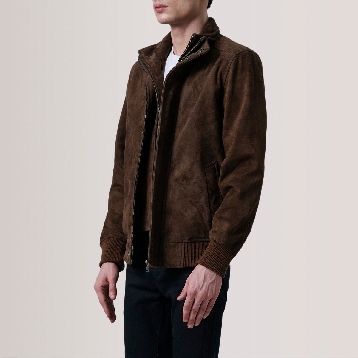 Lester Ruskea Suede Nahkainen Pommitakki Miehille – alternate product view 4